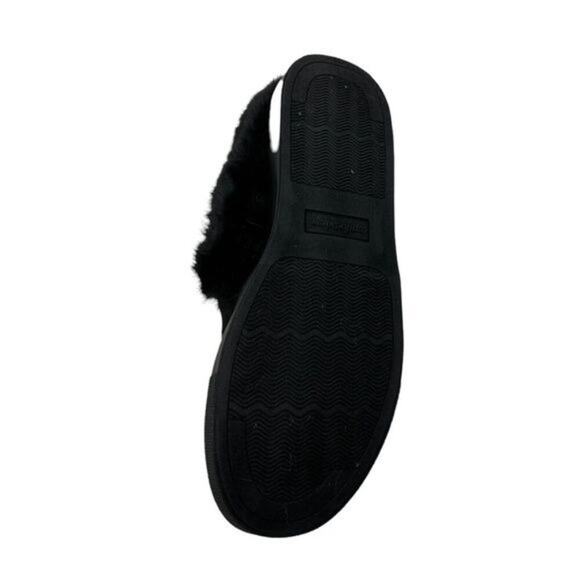 Comfortview Black Fuzzy Faux Fur Slip-on House Shoes Women's Size 10.5 NEW with - Picture 5 of 12